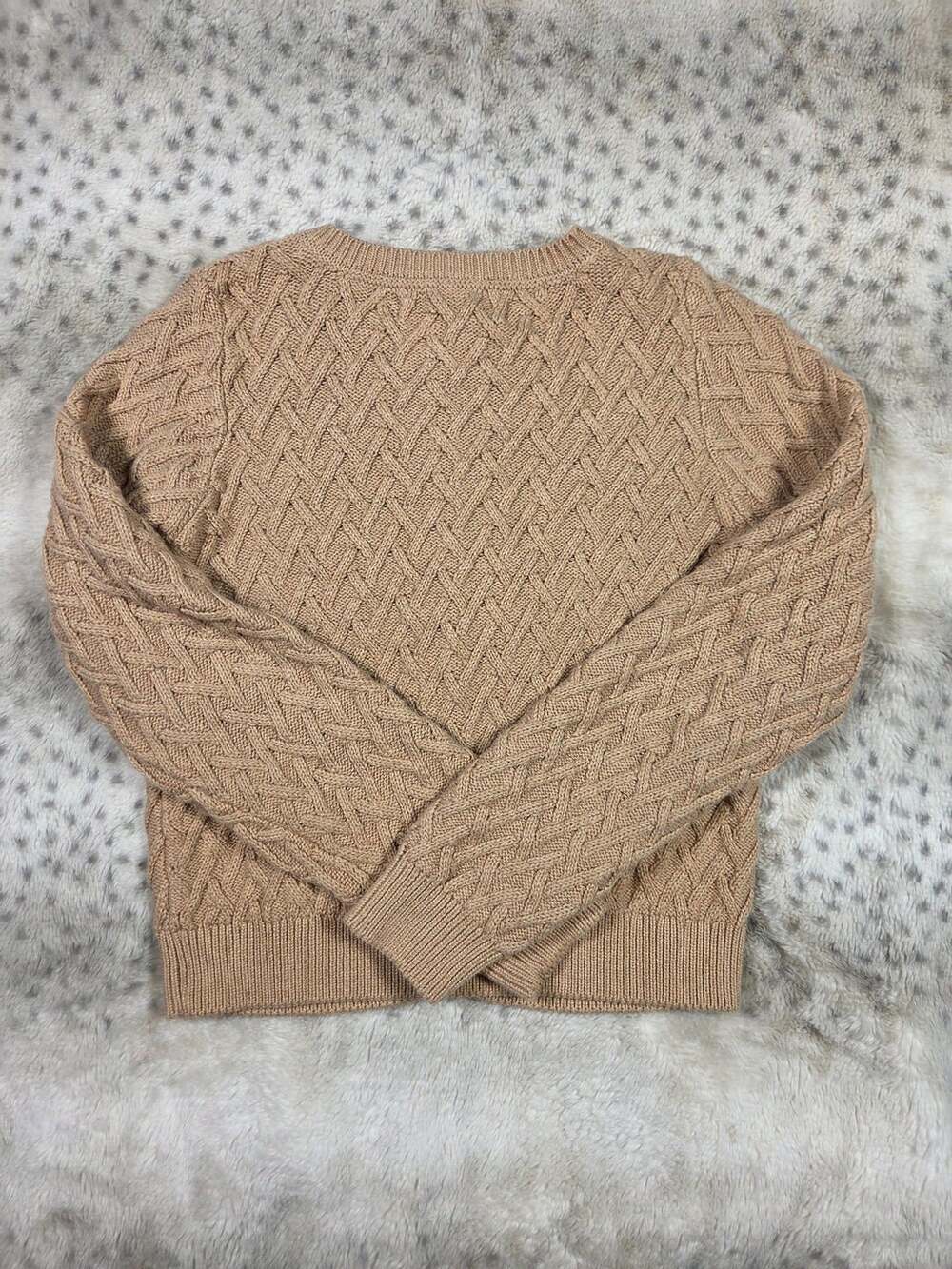 Hope & Henry Girls L 10/12 Herringbone Cable Knit Cardigan Organic Cotton - Picture 2 of 7